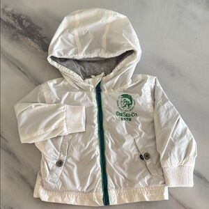 DIESEL Kids' White Jacket with Green Accents